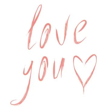 Drawing design romantic text for love heart Stock Illustration