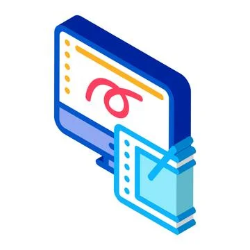 Drawing design tablet and computer screen isometric icon vector illustration Illustrazione stock