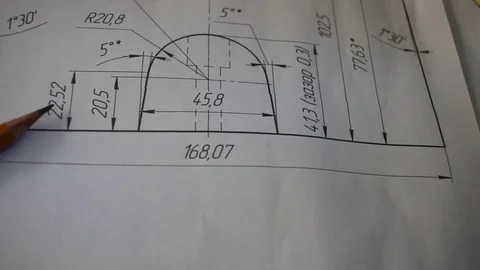 Drawing of a detail on the engineer's desk 스톡 동영상 76927085