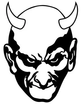 Drawing of a Devil's Head with Horns Stockillustratie