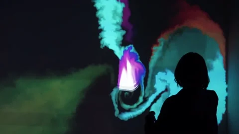 Drawing digital art in virtual reality Stock Footage 193661606