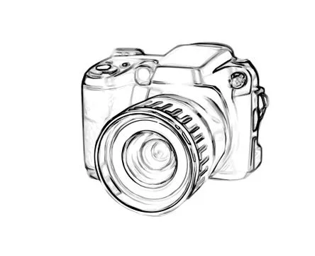 Drawing digital camera 库存插图