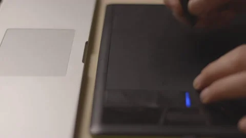 Drawing in digital, close-up of hand on black tablet. Computer graphic concept Stock Footage 146099836