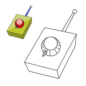 A drawing of a dimmer remote controller with green and red button switch and ant Stock Illustration
