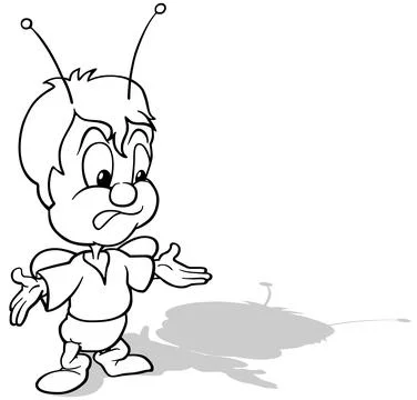 Drawing of a Discussing Beetle with Open Arms Stock Illustration