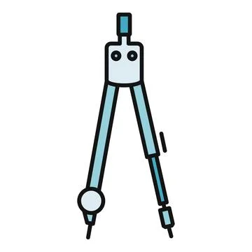 Drawing divider compass flat vector tool icon Stock Illustration