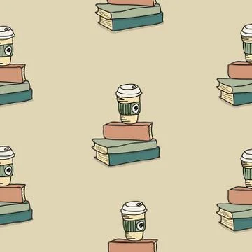 Drawing doodle coffee with book pattern Stock-Illustration