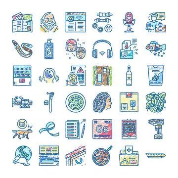 Drawing doodle icon collection representing diverse concepts イラスト素材