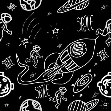 Drawing doodle  space pattern 库存插图