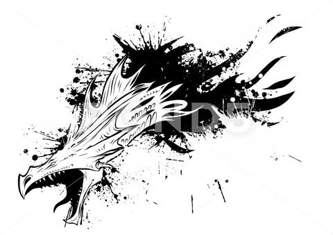 Drawing of a dragon vector illustration ink Stock Illustration