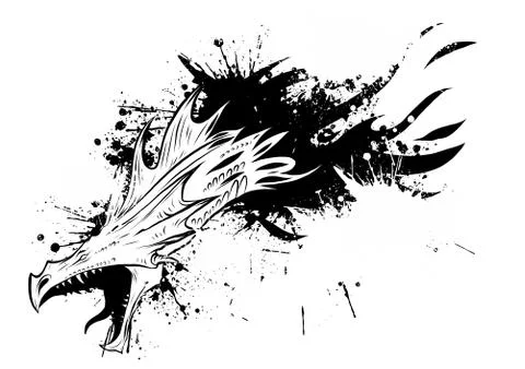 Drawing of a dragon vector illustration ink Stock Illustration