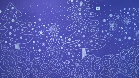 A drawing drawn in chalk on the wall . Stock Footage 228749911