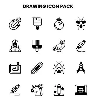Drawing DuoTone Bundle Icons Pack Stock Illustration