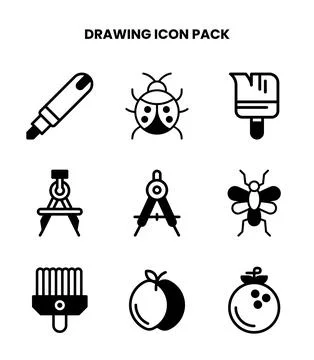 Drawing DuoTone Design Icons Pack Stock Illustration
