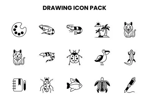 Drawing DuoTone Vector Icons Pack Stock Illustration