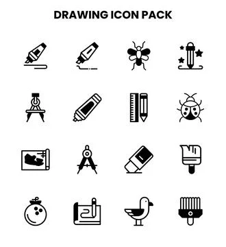 Drawing DuoTone Vector Icons Pack Stock Illustration