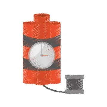 Drawing dynamite sticks mining clock cable Stock Illustration