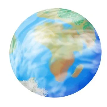 Drawing of the earth from space on a white background. Blue and green color hand Stock Illustration