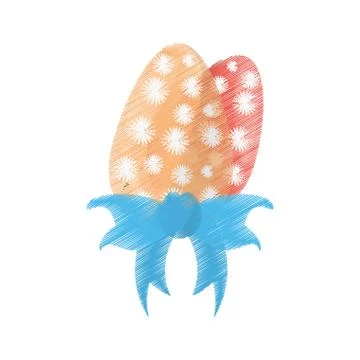 Drawing easter eggs flowers bow decoration 스톡 일러스트