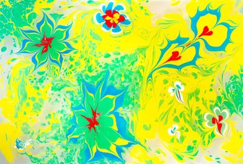 Drawing in the ebru technique without a sketch, painting on water, abstract d Stock Illustration