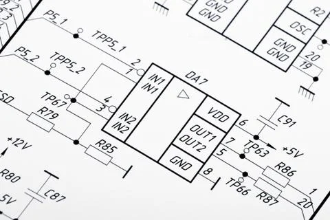 Drawing electrical circuit Stock Photos