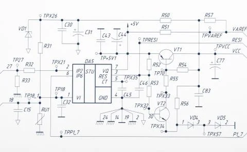 Drawing of electrical circuits Stock Photos