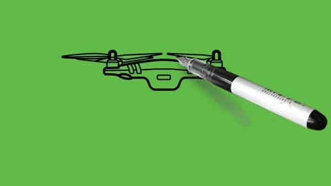 Drawing electronic drone with black, grey, white and blue colour combination Vidéo 153790674