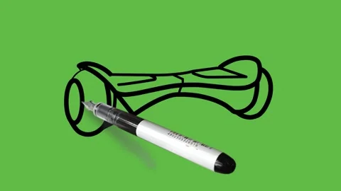 Drawing electronics skate with black,grey and blue colour combination on green 動画素材 153790768
