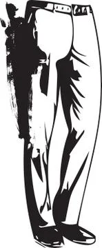 Drawing of elegant man pants posing Illustrazione stock