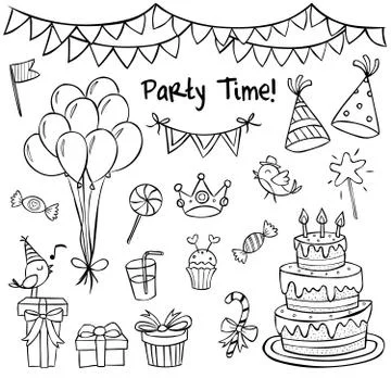 Drawing elements birthday Stock Illustration