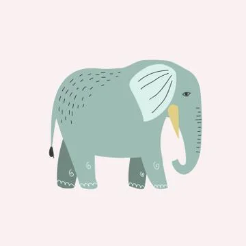 The drawing of an elephant. Vector illustration of an elephant in cartoon sty Stock Illustration