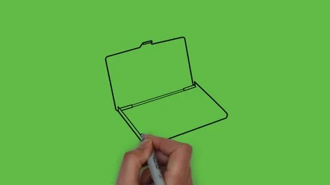 Drawing empty card holder in black, grey, white and blue colour on green screen Video stock 156403161