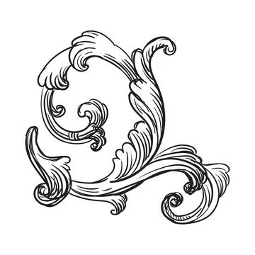 Drawing engraved baroque design element illustration Stock Illustration