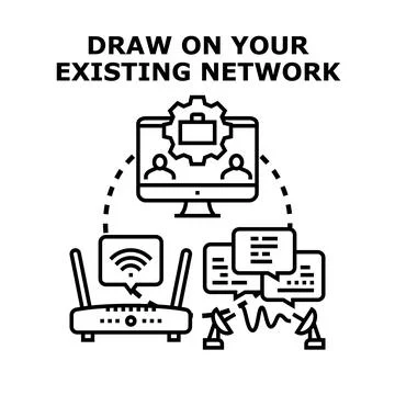 Drawing on existing network for business communication and collaboration Stock Illustration