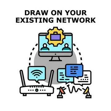 Drawing on existing network for business communication and collaboration Stock Illustration