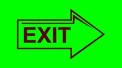 Drawing exit arrow red flash animation Stock Footage 338037801