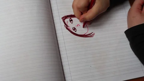Drawing face Stock Footage 130196543