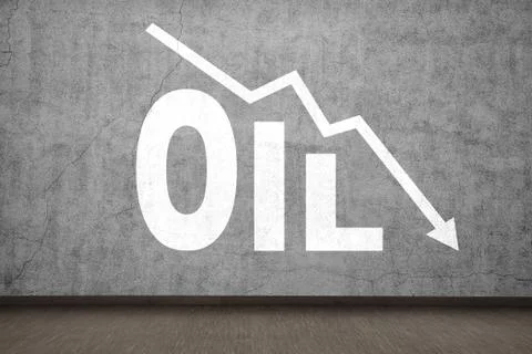 Drawing falling oil chart Stock Illustration