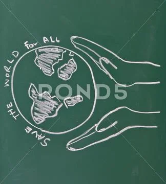 Drawing of family on chalkboard Stock Illustration