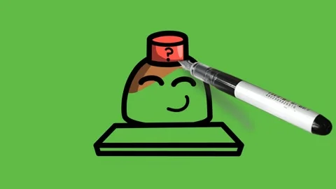 Drawing a fancy face with red cap and table  with brown and blue colour Video stock 151682497