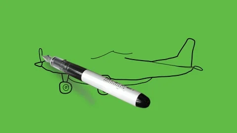 Drawing an fighter plane with black and blue color combination Video stock 150366918