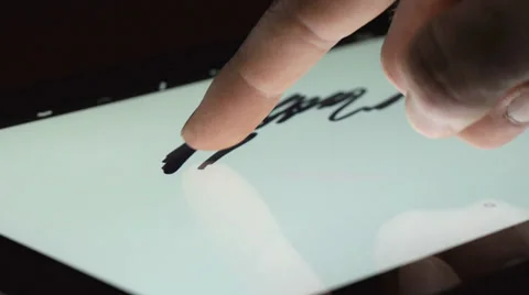 Drawing With Finger Touchscreen iPad Stock Footage 33780037