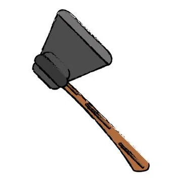 Drawing fire ax tool equipment wooden hangled Illustration