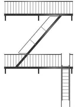 Drawing of the fire escape for the facade Stock Illustration