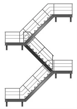 Drawing of the fire escape for the facade Stock Illustration
