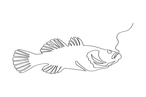 Drawing of a fish made in one line. Vector logo. Stock Illustration