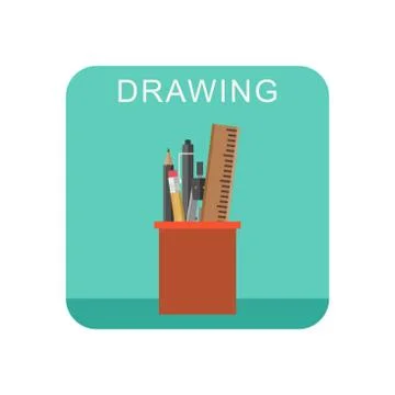 Drawing flat icon. 스톡 일러스트