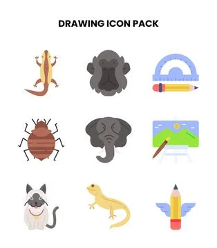 Drawing Flat Icons Pack Illustrazione stock