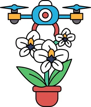 A drawing of a flower pot with a flower in it Stock Illustration
