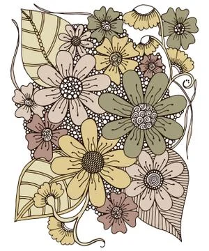 Drawing flowers retro design vector paisley Stock Illustration